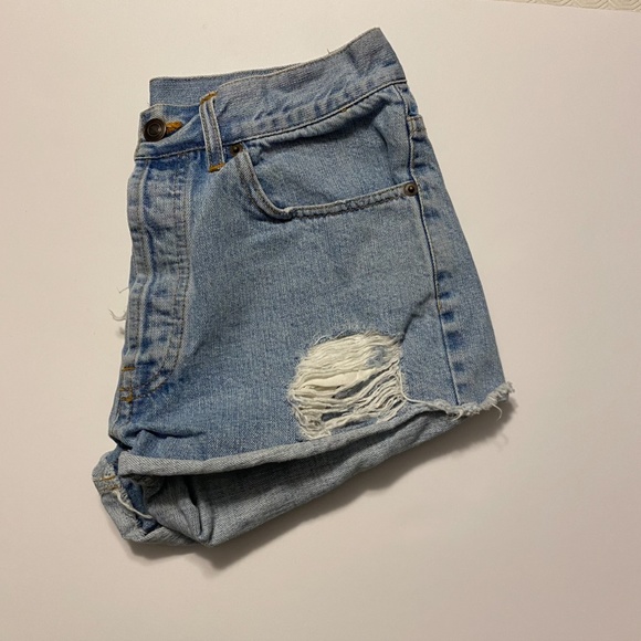 blue ripped Brandy Melville jean shorts, size 8 - Picture 3 of 3